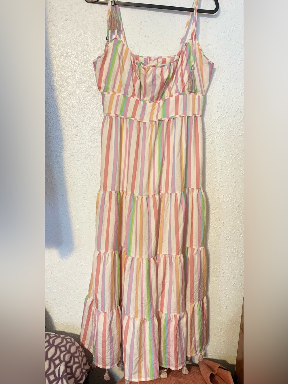 Chicwish Pastel Rainbow Stripe Tiered Dress for Kids